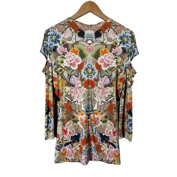 ALEXANDER MCQUEEN Slash Sleeve Kaleidoscope Floral Print Top - Picture 4 of 15
